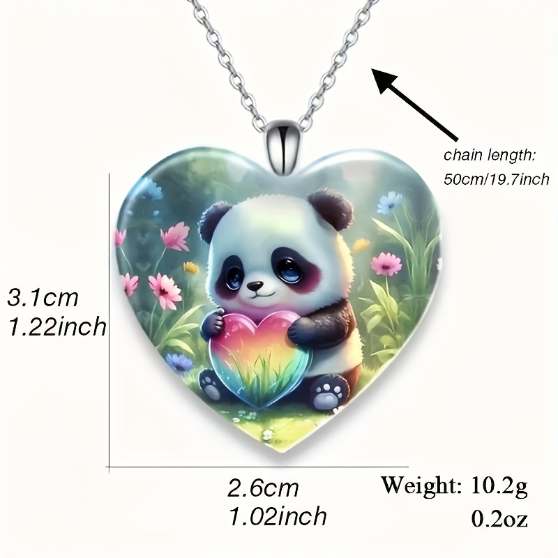 Heart-Shaped Cartoon Animal Pendant Necklace, Valentine's Gift